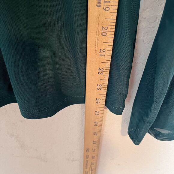 NWOT Kaileigh Women XL Jersey Knit Blouse Mesh Long Sleeve Blue Crew Neck Stretc - Picture 7 of 7